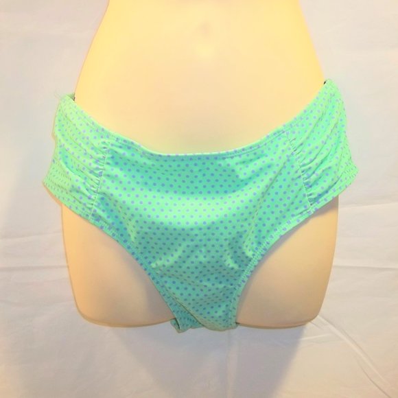U.S. Polo Assn. Womens Bikini Swim Bottoms Size Large Dots Sea Green Purple - Picture 1 of 6